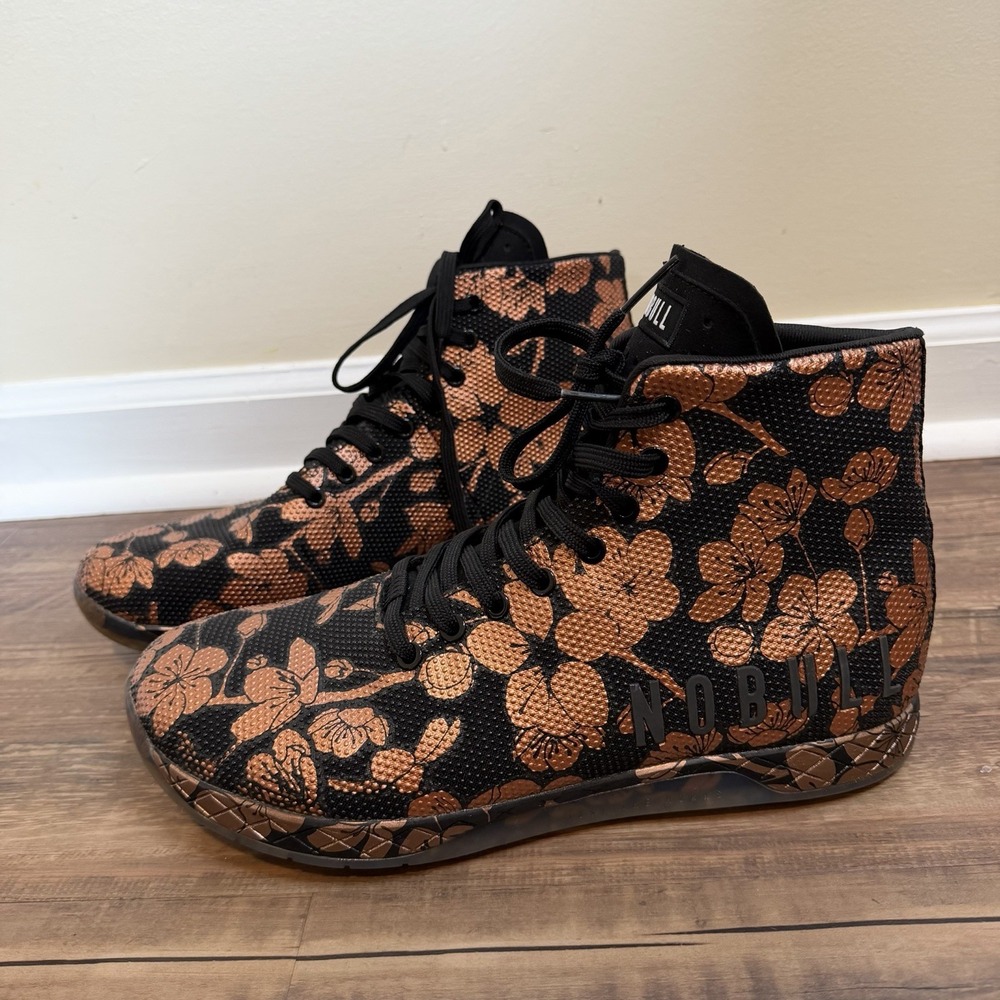 NOBULL High Top Floral Black Copper Athletic Shoes Lace Up Men's 12.5 Trainer